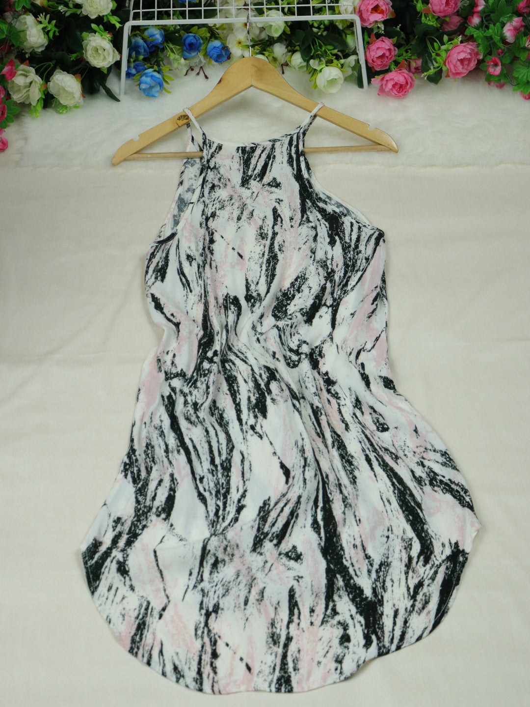 White Printed Dress - 34"