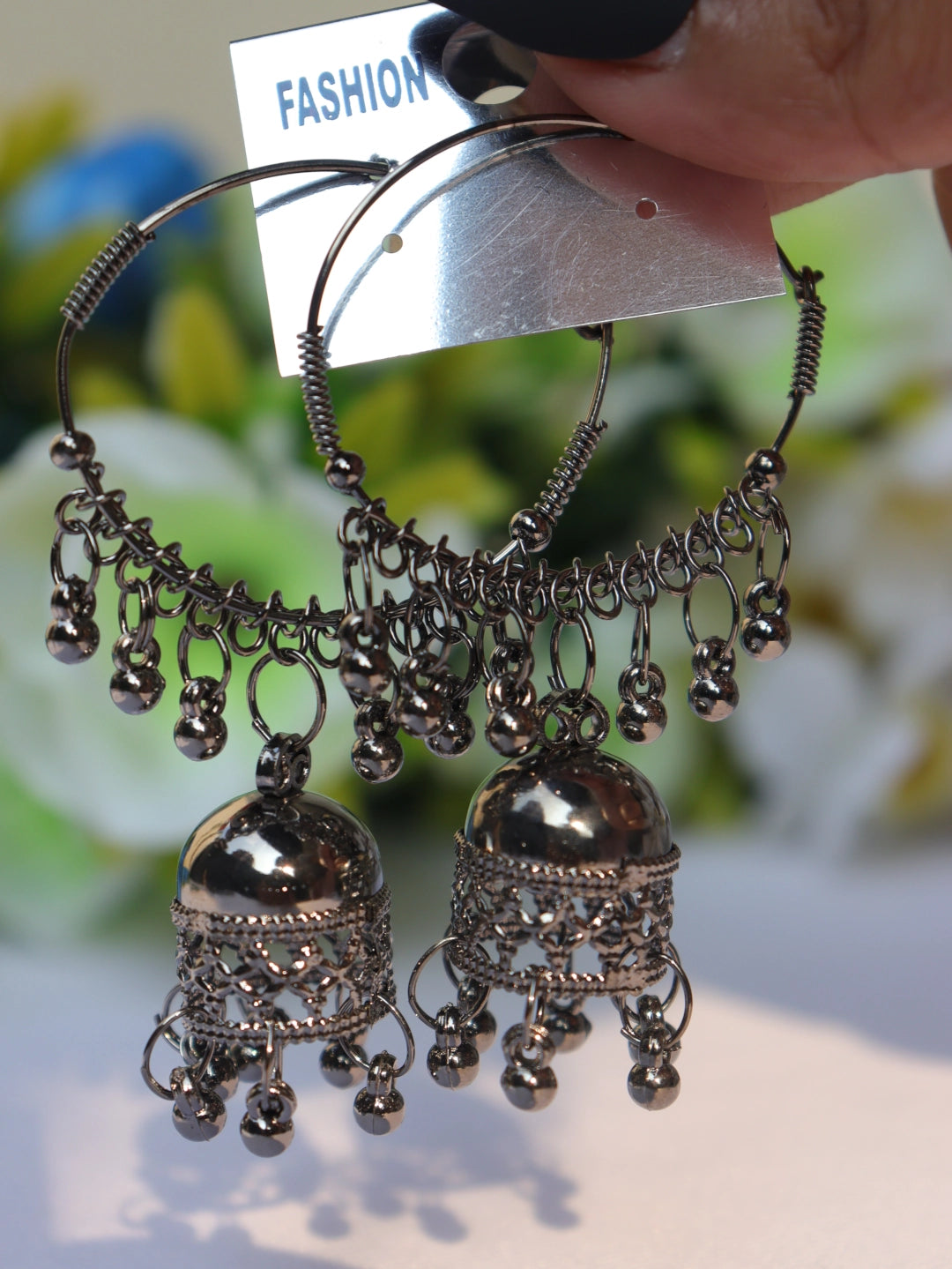 Oxidised Boho Jumki Earings