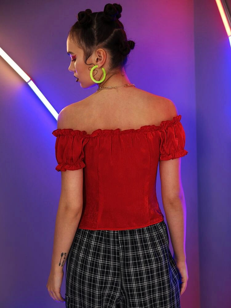 Tie Neck Mesh Sheer Blouse - 34"