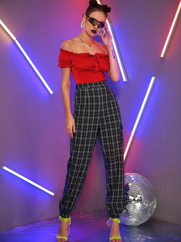 Tie Neck Mesh Sheer Blouse - 34"