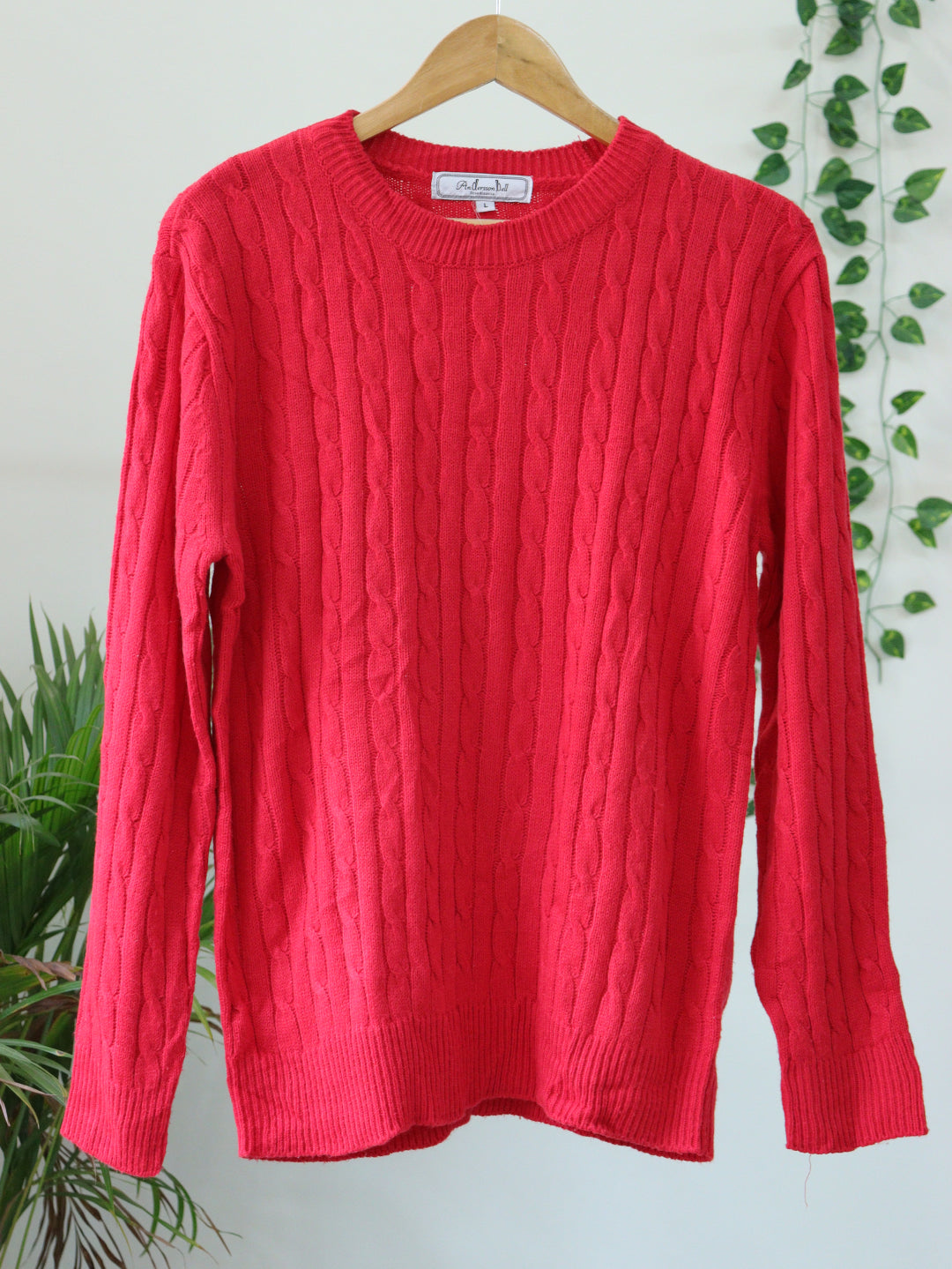 Red Knitted Pullover - 41"