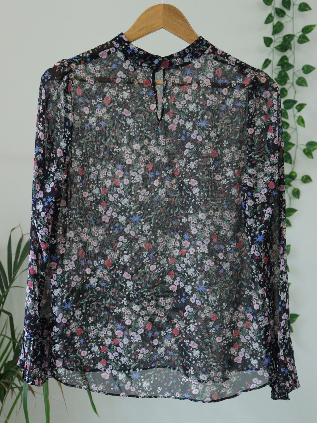 Black Floral Top - 38"