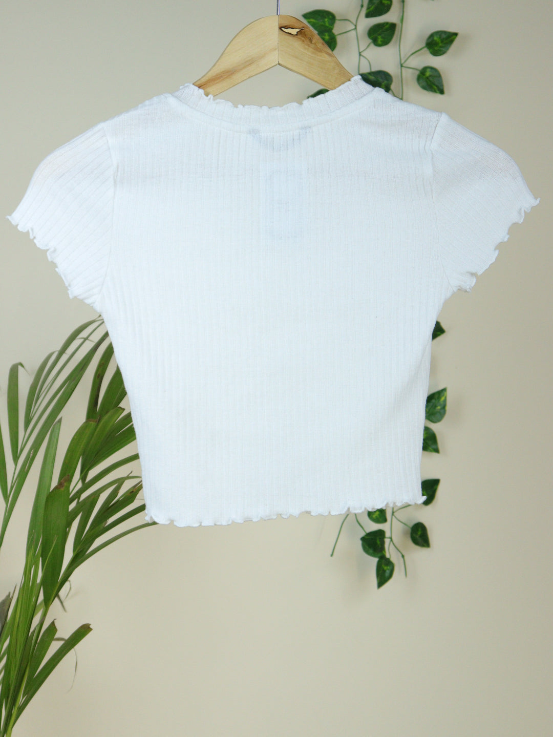 White Ribbed Crop Top - 30 to 34"