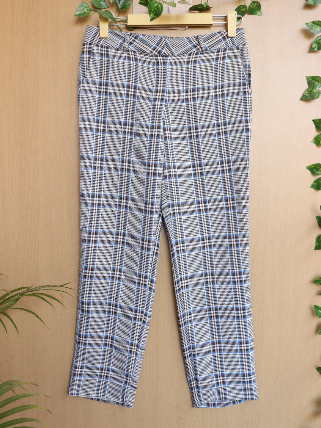Grey Checked Trousers - 28"