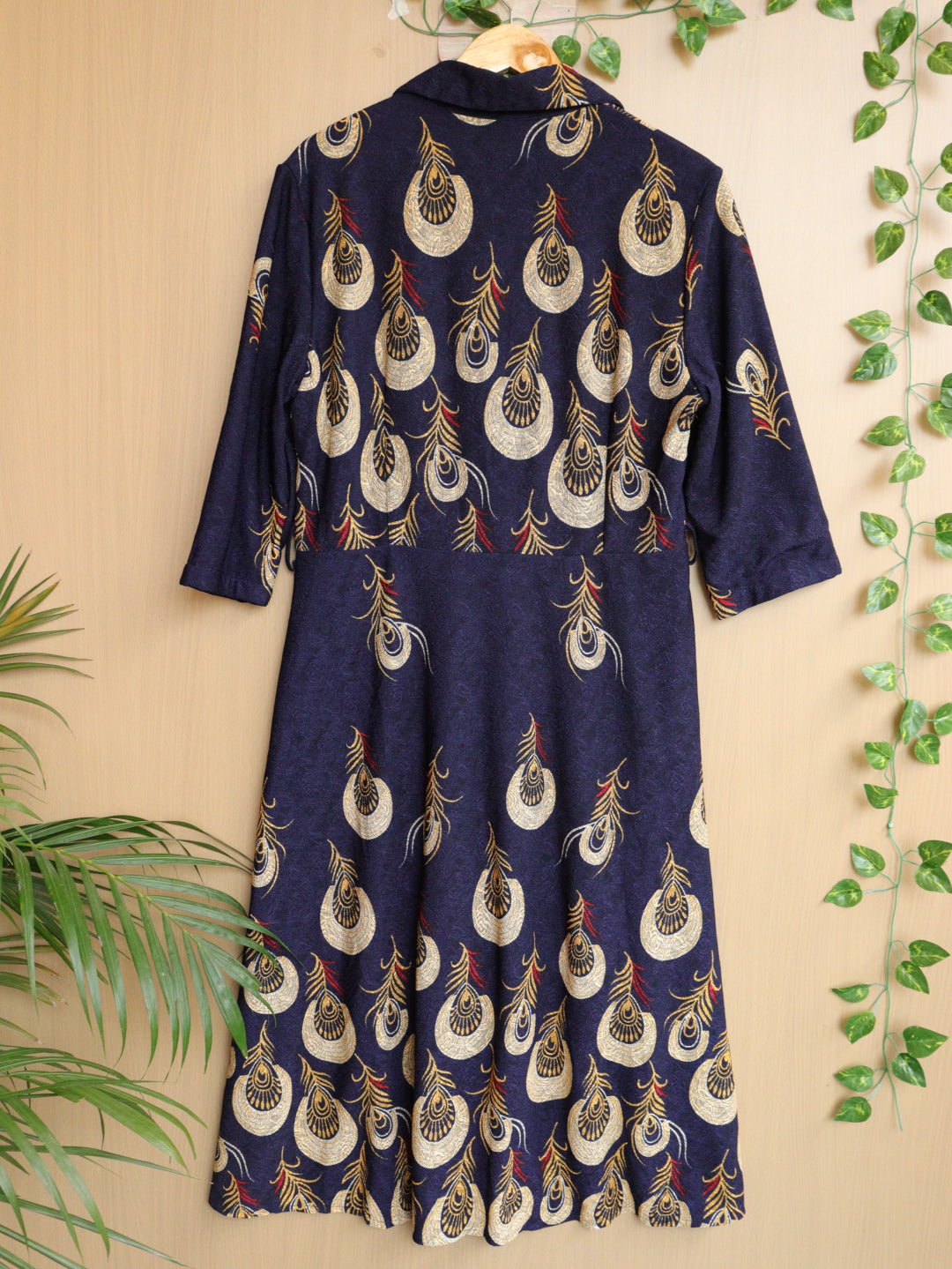 Blue Printed Winter Dress - 40"