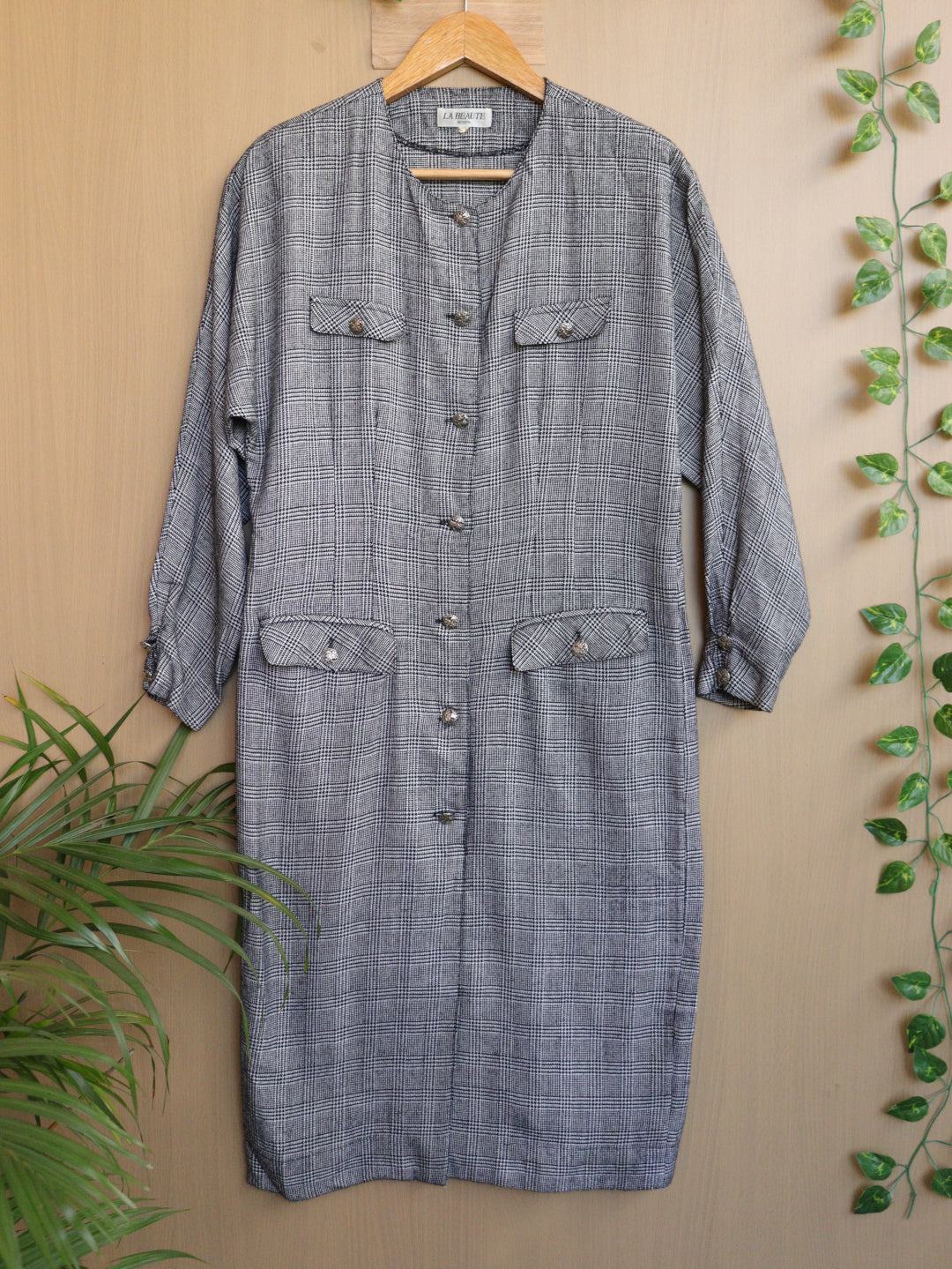 Grey Checked Winter Dress - 36"