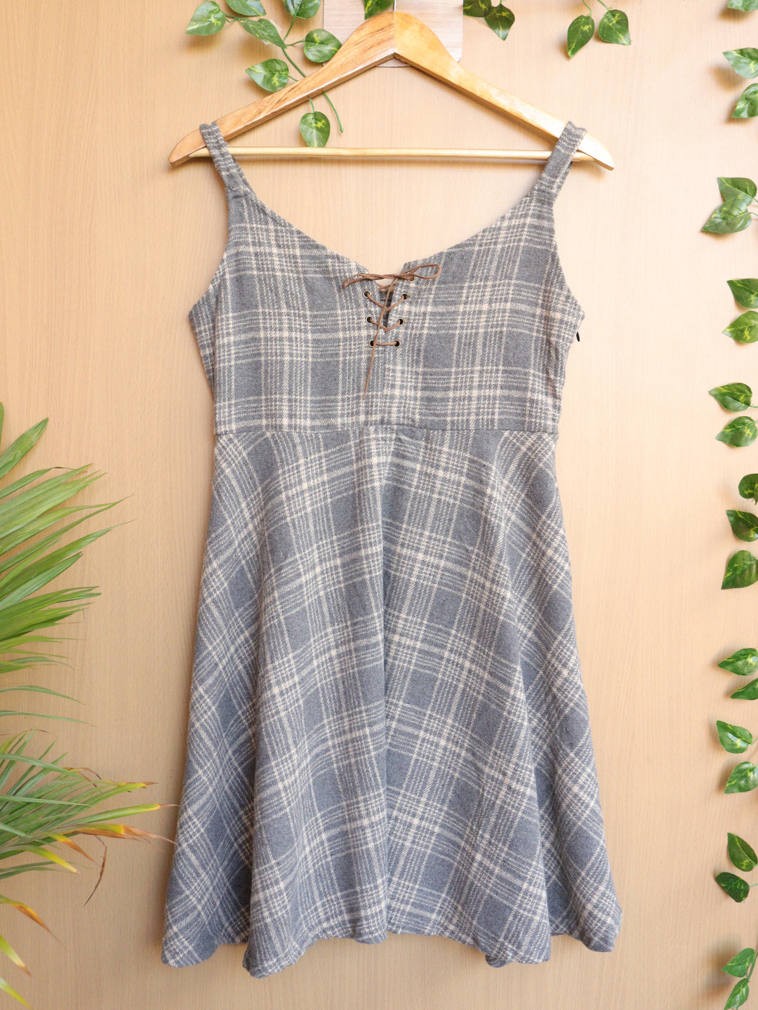 Grey Checked Winter Dress - 34"