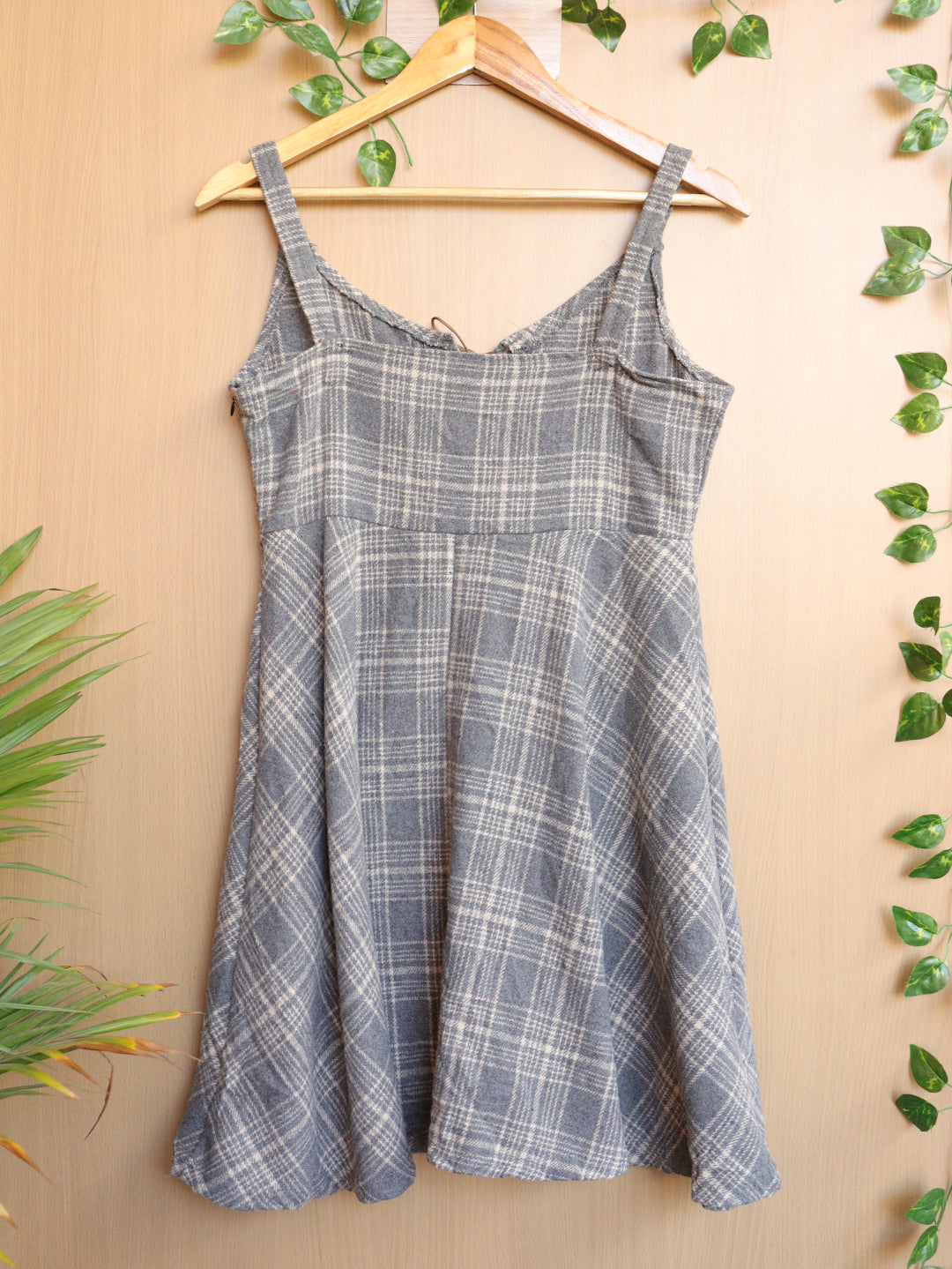 Grey Checked Winter Dress - 34"