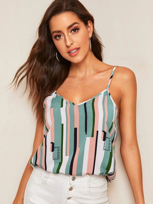 Colorblock Striped Cami Top - 34"