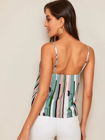 Colorblock Striped Cami Top - 34"