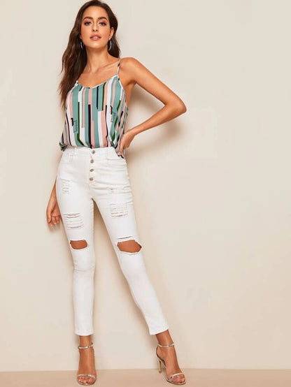 Colorblock Striped Cami Top - 34"