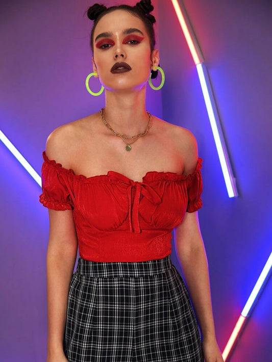 Tie Neck Mesh Sheer Blouse - 34"