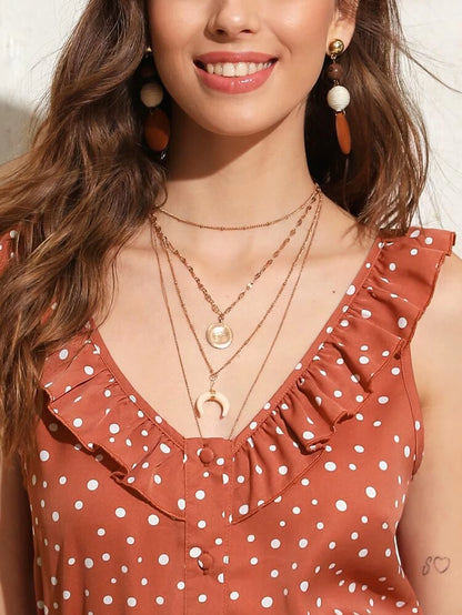 Polka Dot Ruffle Trim Blouse - 40"
