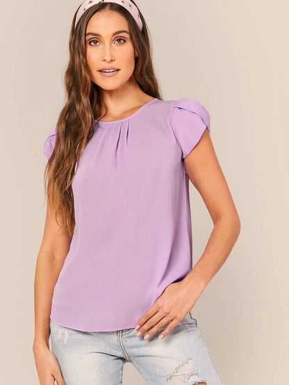 Petal Sleeve Solid Top - 28"