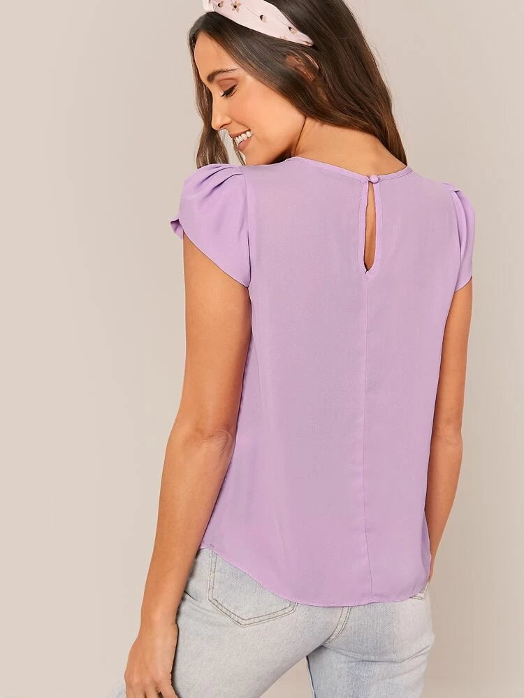 Petal Sleeve Solid Top - 28"