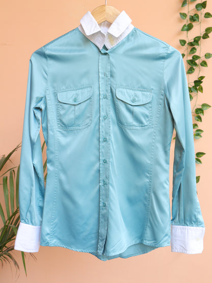 Green Satin Shirt - 34"