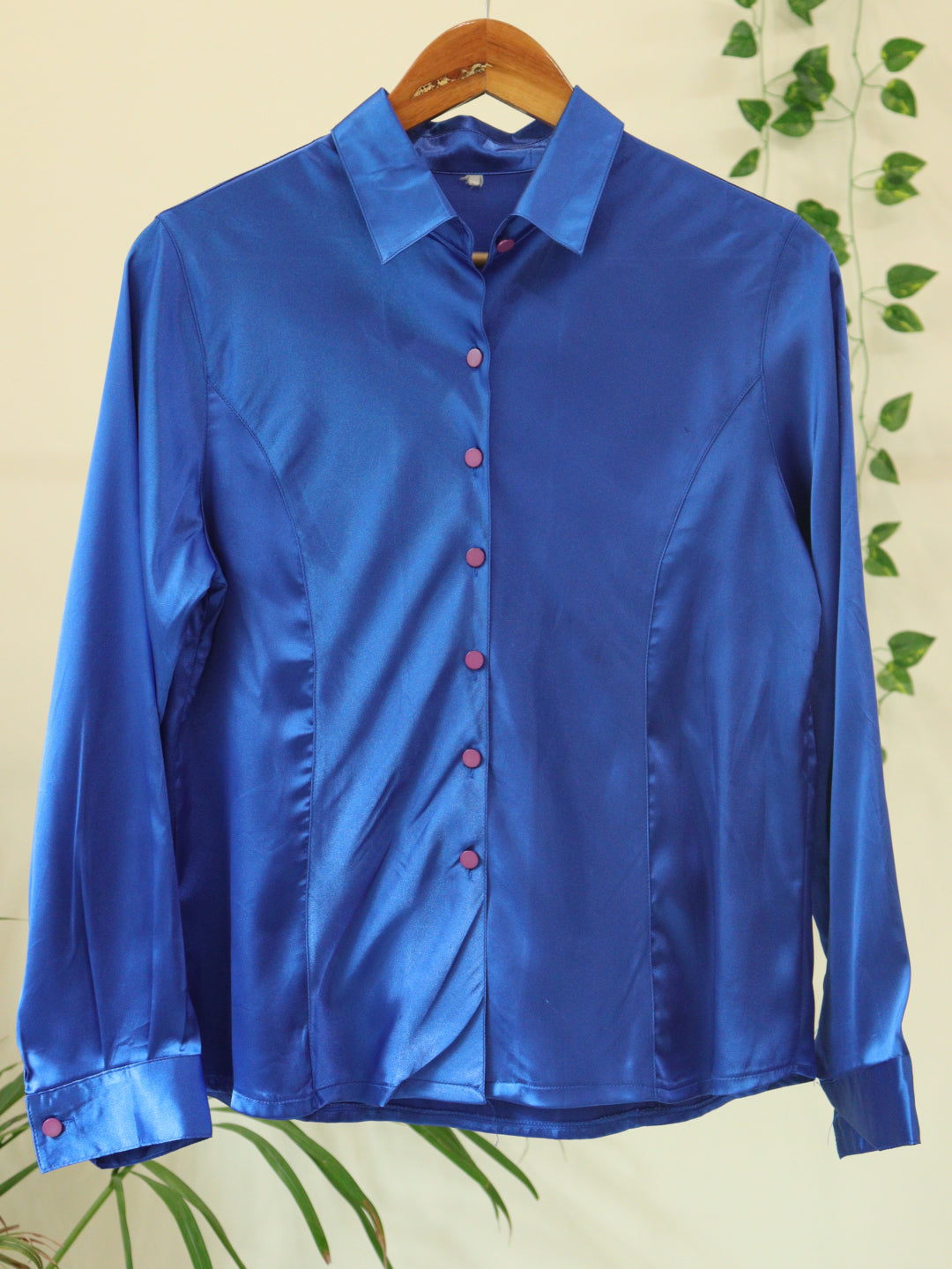 Blue Satin Shirt - 38"
