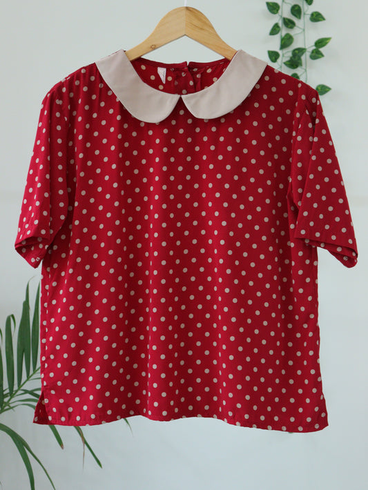 Maroon Polka Dot Top - 40"