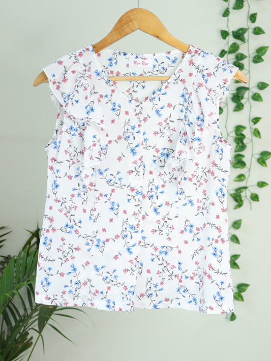 White Printed Top - 36"