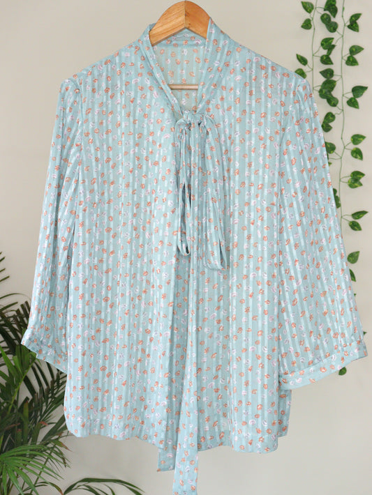 Blue Printed Shrug - 42"