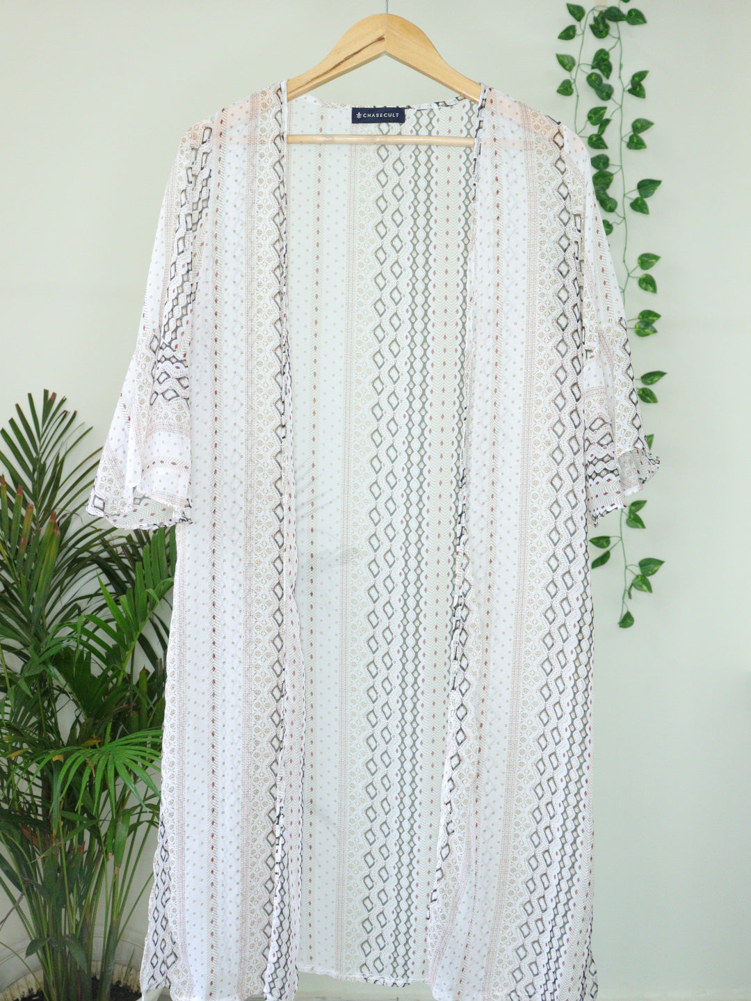 White Printed Shrug - Free Size"