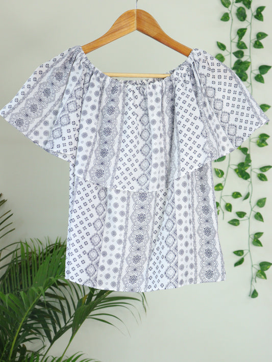 White Printed Top - 36"