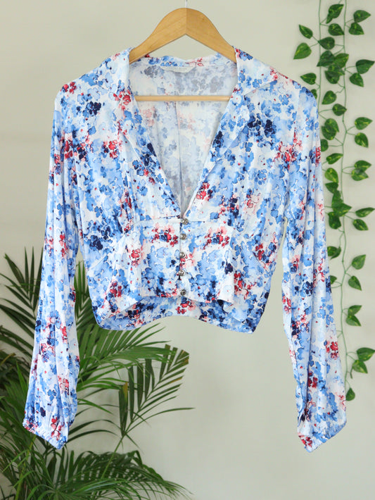 Blue Printed Top - 36"