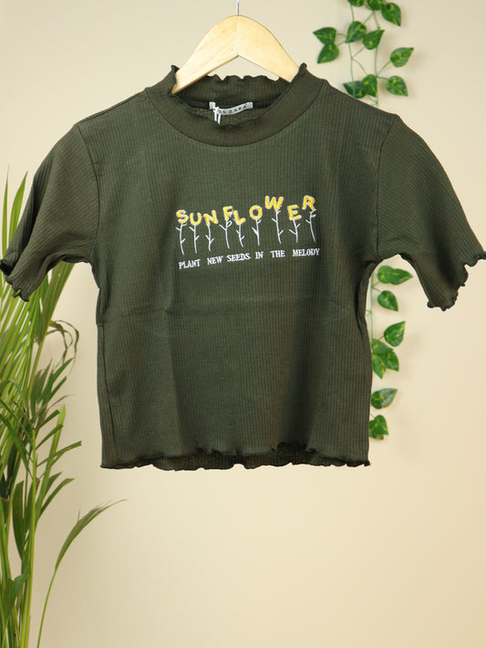Ribbed Olive Green Top - 34"