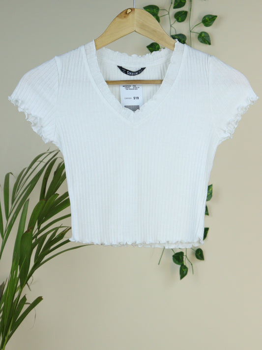 White Ribbed Crop Top - 30 to 34"