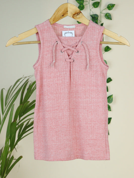 Pink Ribbed Crop Top - 28 to 30"