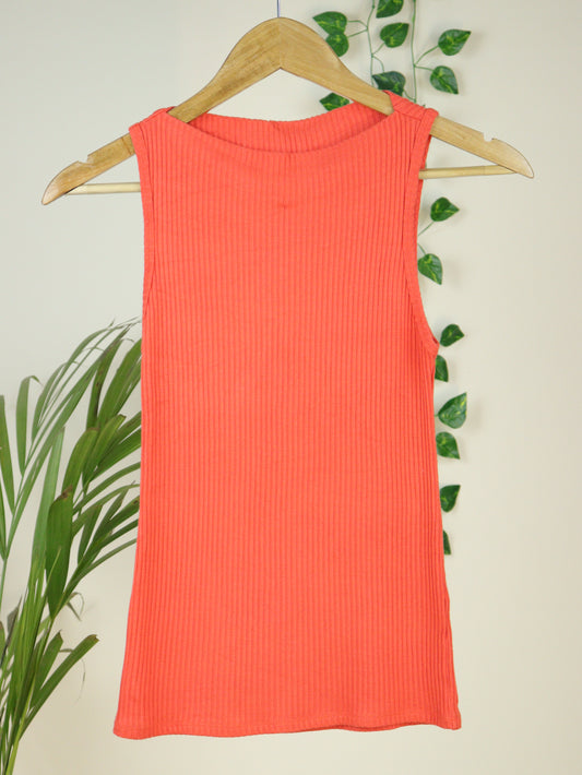 Orange Ribbed Crop Top - 26 to 30"