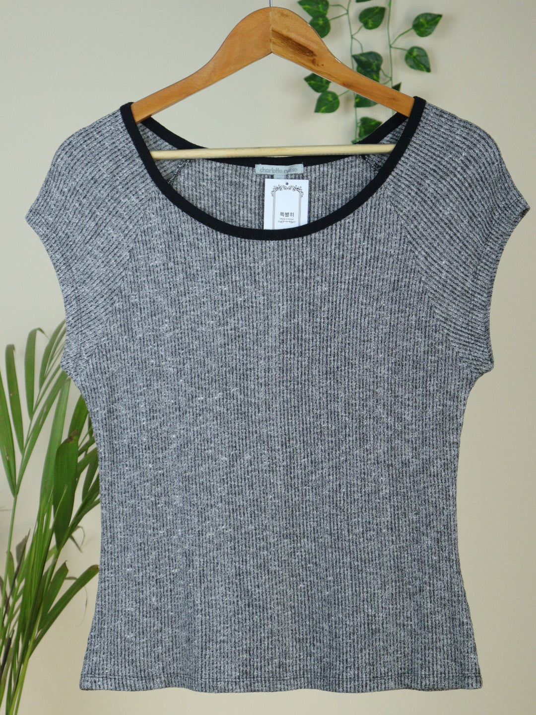 Grey Ribbed Crop Top - 32 to 38"