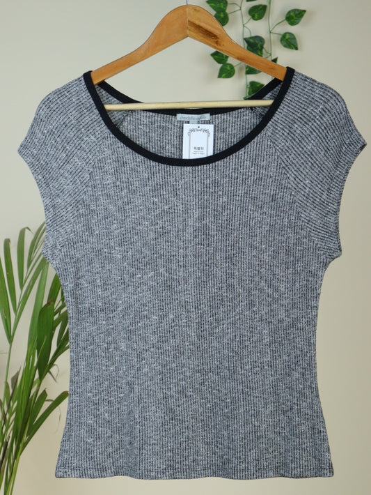 Grey Ribbed Crop Top - 32 to 38"