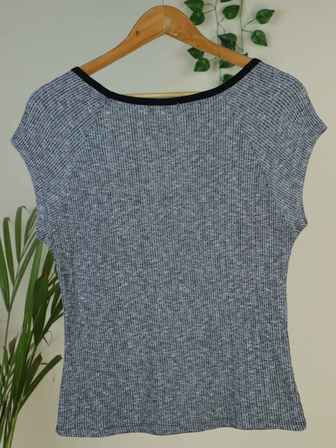 Grey Ribbed Crop Top - 32 to 38"