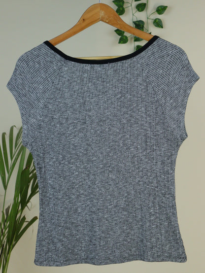 Grey Ribbed Crop Top - 32 to 38"