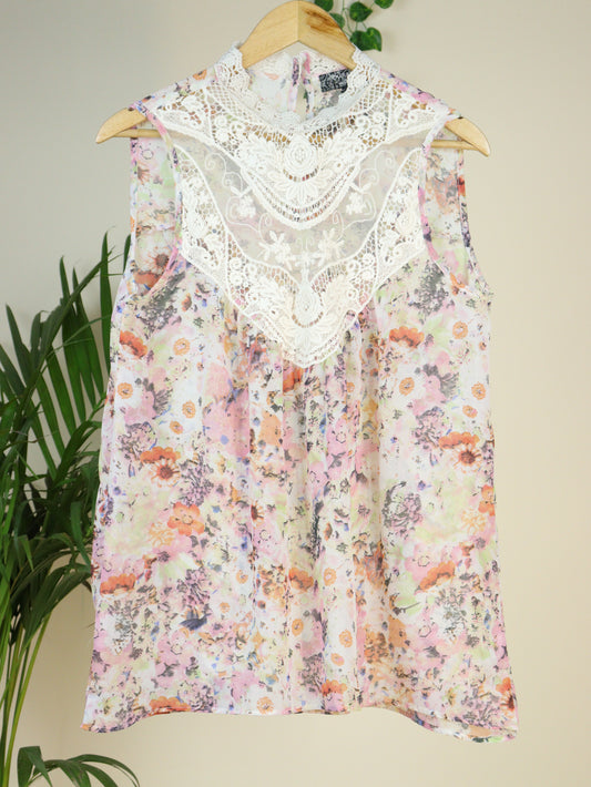 Printed Lace Top