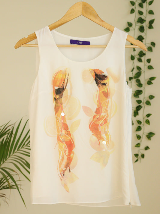 White Printed Top - 32"