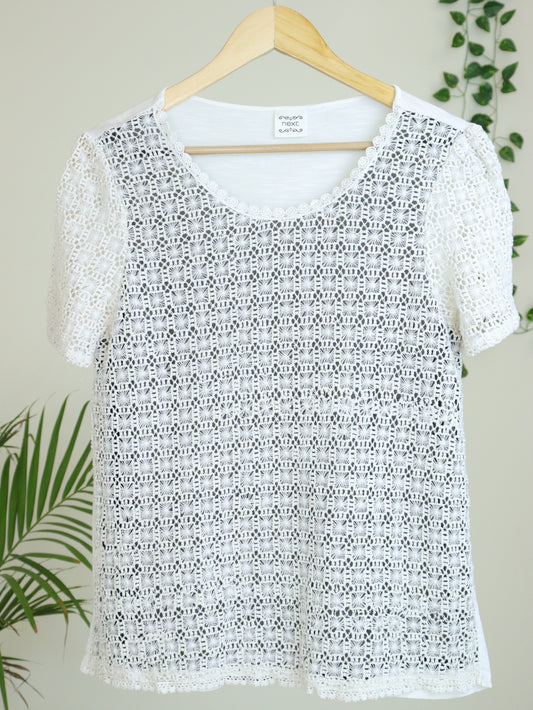 White Crochet Top - 38"