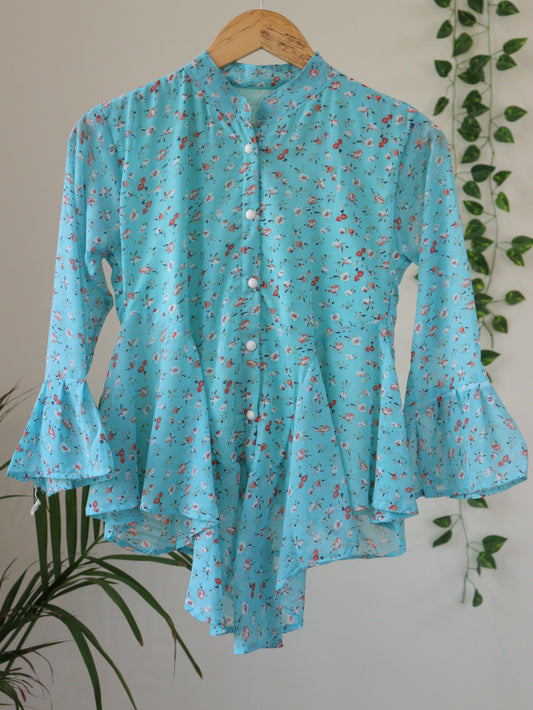 SkyBlue Printed Top - 30 to 36"