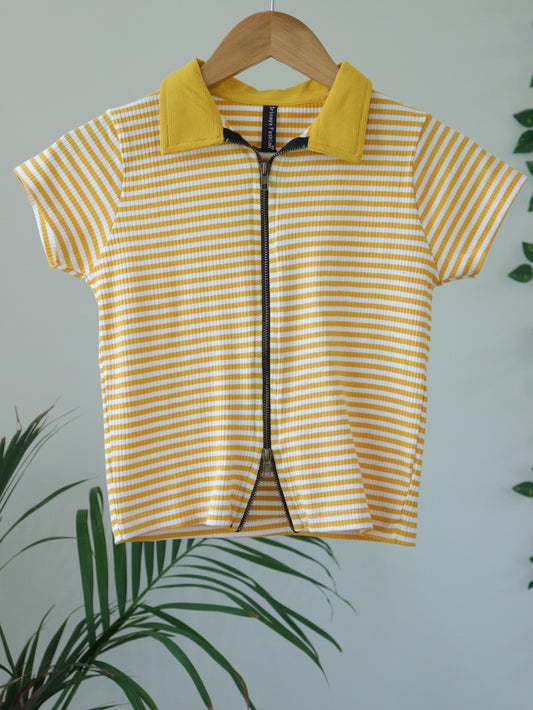 Yellow Chain Ribbed Top - 28 to 34"