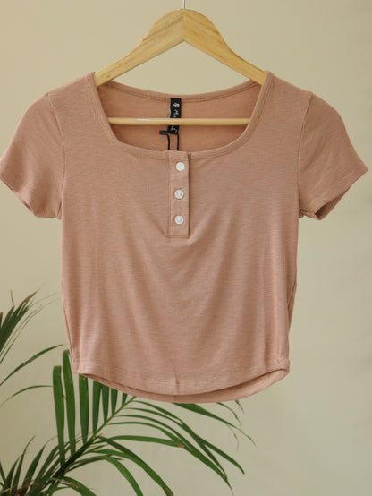Light Brown Ribbed Top - 30 to 38"