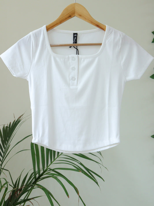 White Ribbed Top - 30 to 38"
