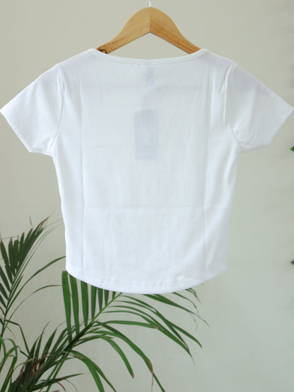 White Ribbed Top - 30 to 38"
