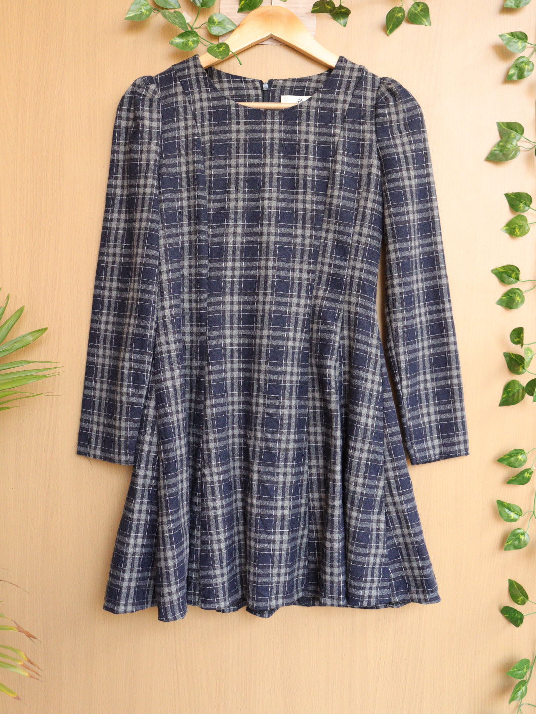 BlueChecked Winter Dress - 34"