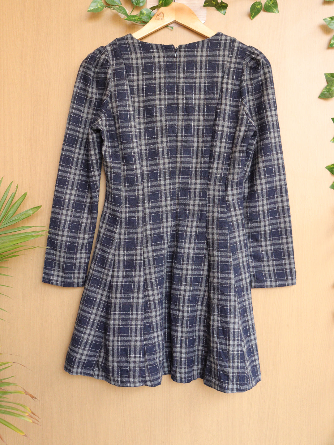 BlueChecked Winter Dress - 34"