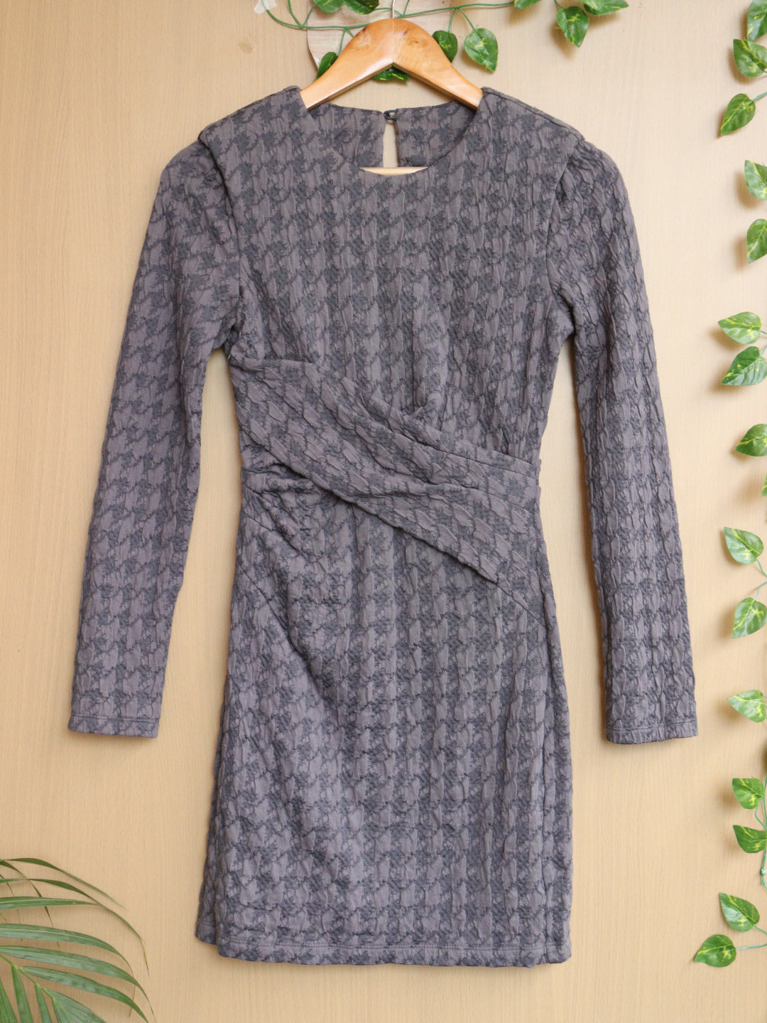 Grey Checked Winter Dress - 32"