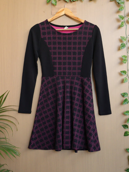Pink Checked Winter Dress - 34"