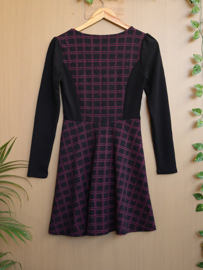Pink Checked Winter Dress - 34"