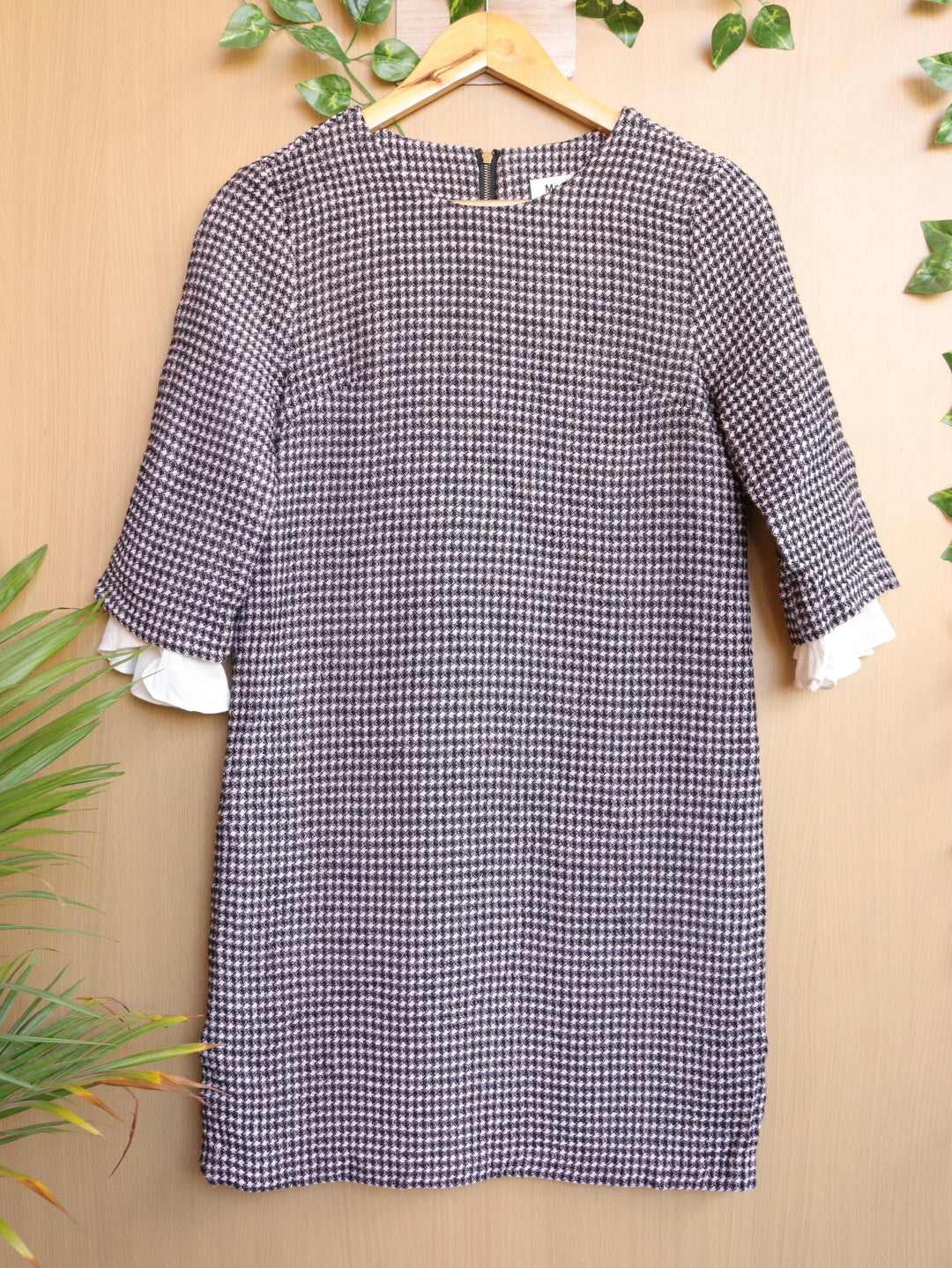 Blue Checked Winter Dress - 34"