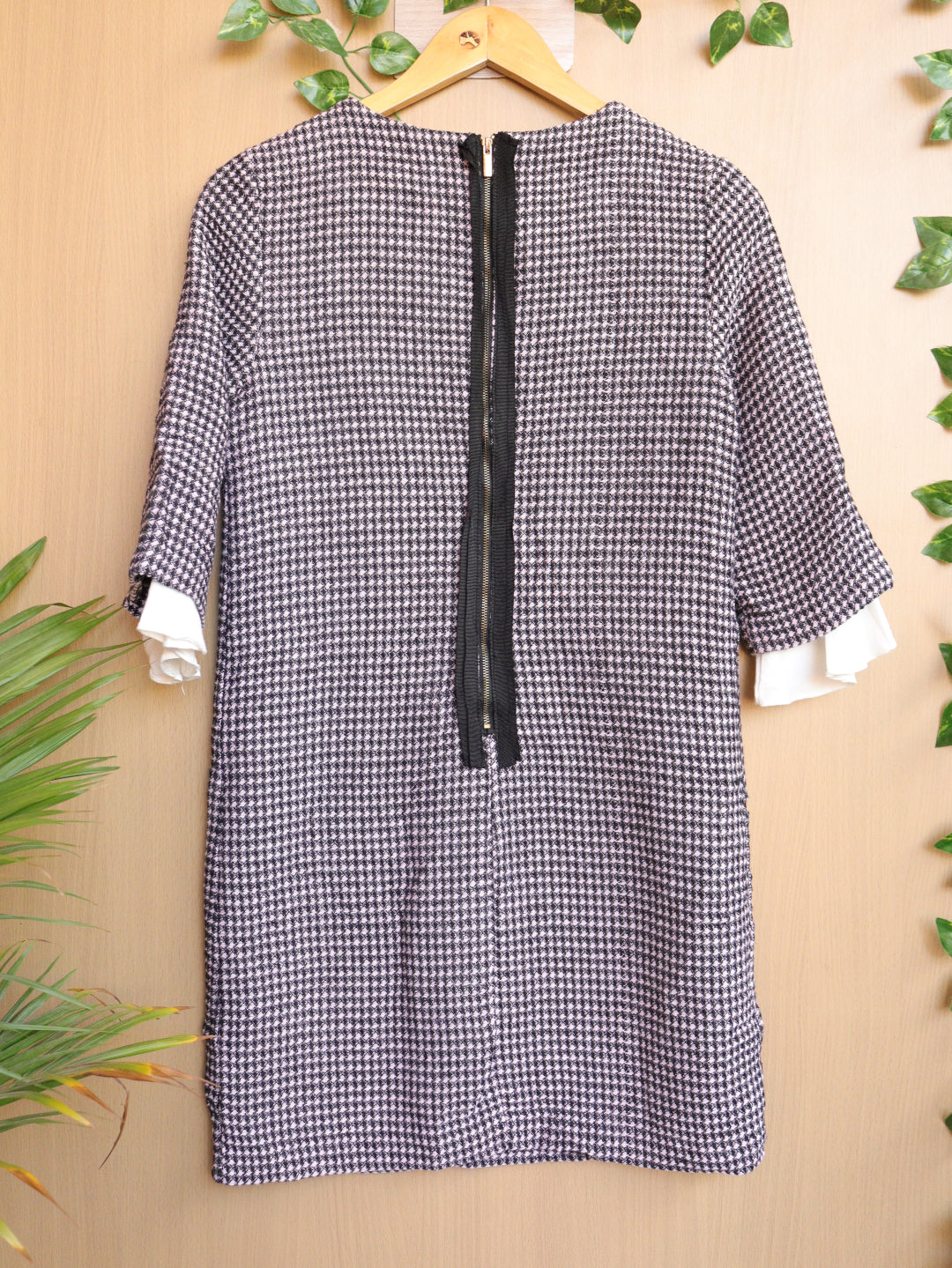 Blue Checked Winter Dress - 34"